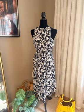 a new day Black and White Floral Halter Midi Dress
